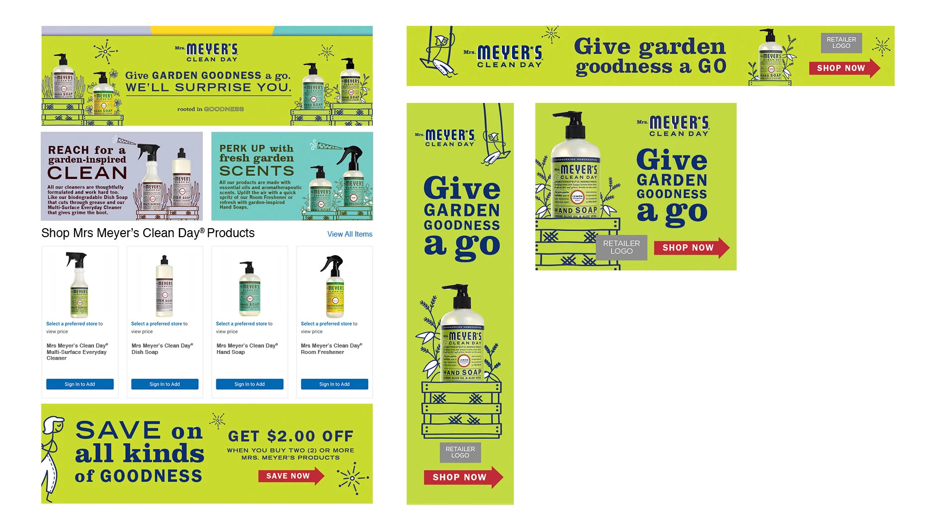 Mrs Meyer's Clean Day Brand Page and Banners 
