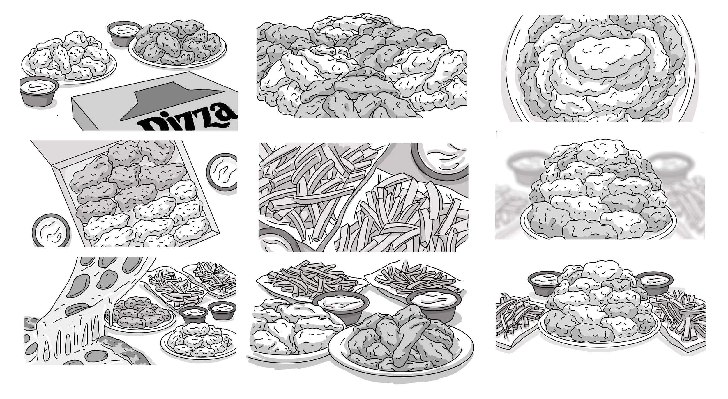 Pizza Hut Storyboard Sketches