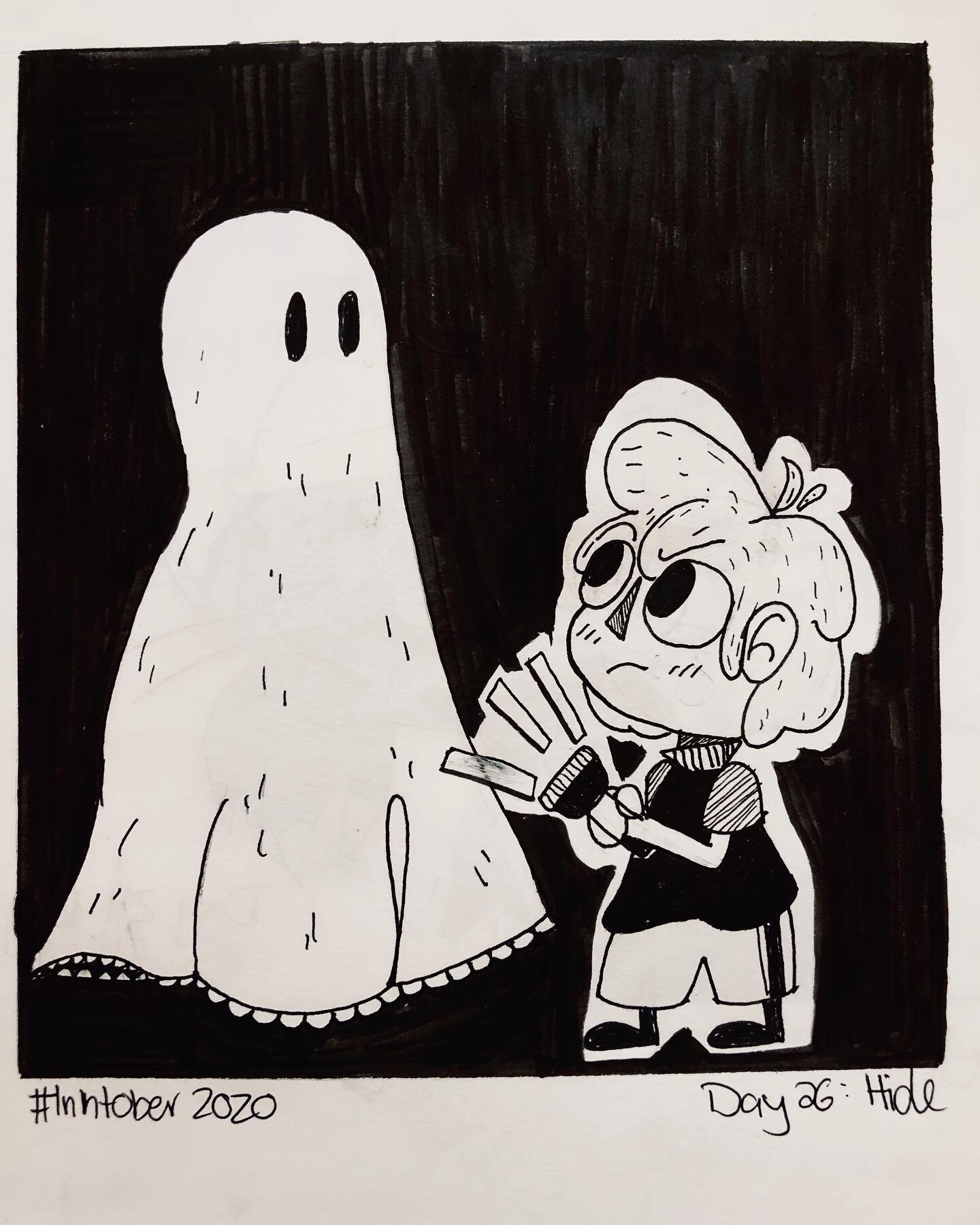 Inktober 2020, Day 26: Hide 
.
.
.
.
.
.
.
#inktober2020 #inktober2020day26hide #hide #ghost #illustration #pen #ink #sketchbook #artchallenge2020 #inktober2020 #inktober