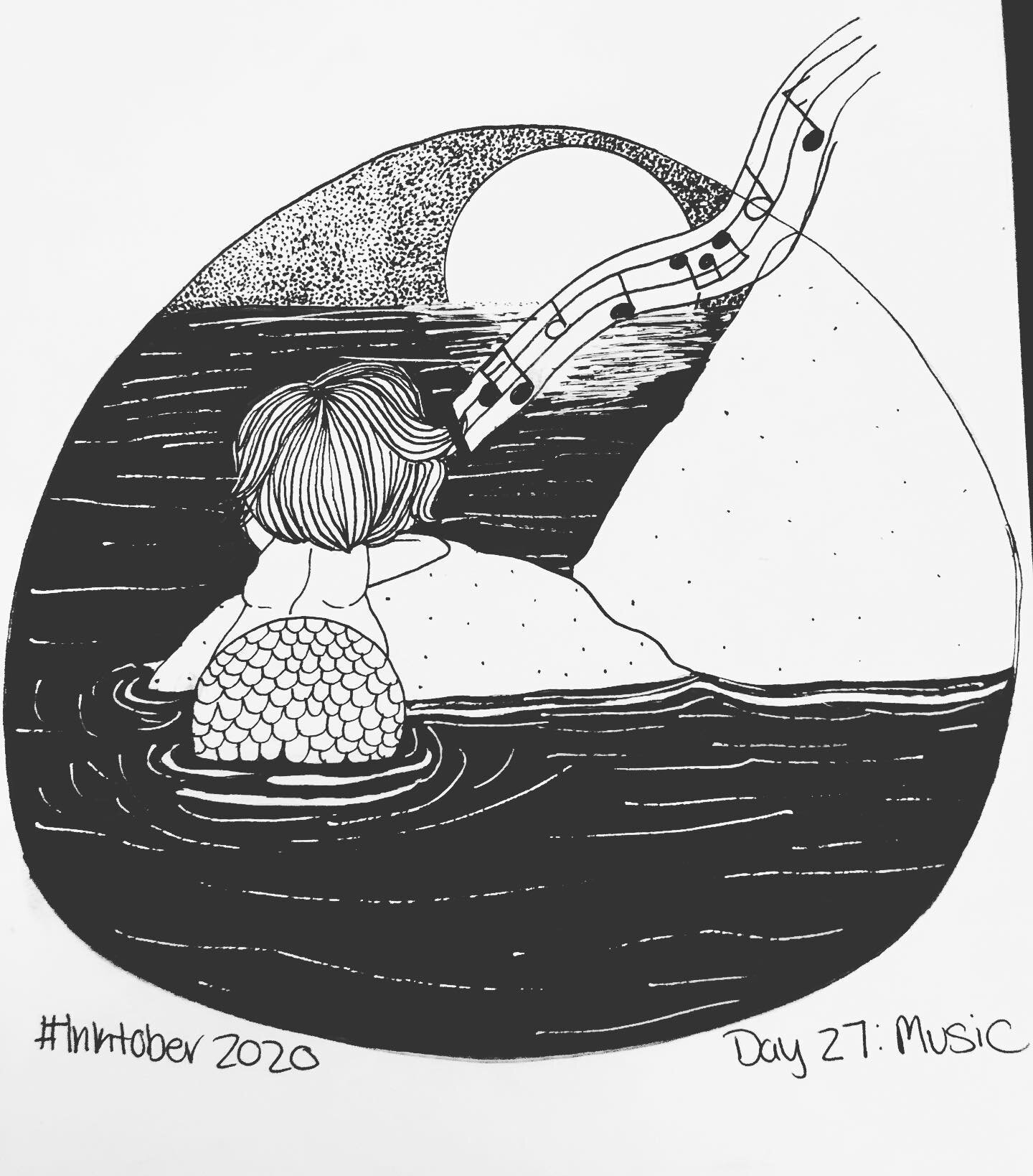 Inktober 2020, Day 27: Music 
.
.
.
.
.
.
.
.
.
.
#inktober2020 #inktober2020day27music #music #inktober2020day27 #inktober #mermaid #siren #singing #ink #pen #illustration #sketchbook #artchallenge