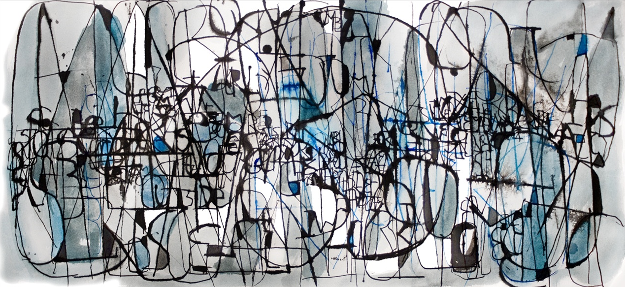 2.16.2012 Ink on Paper 20" x 9"