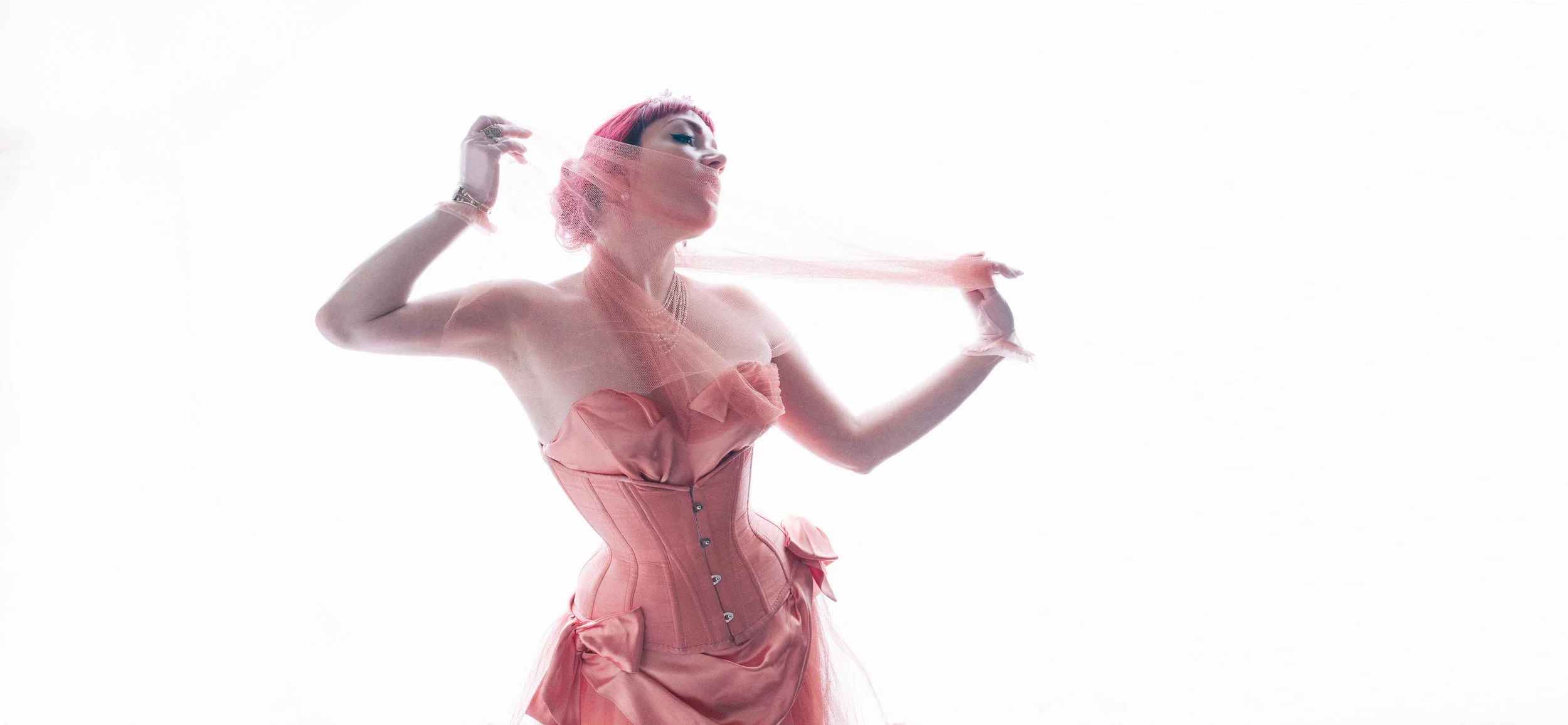 Corset: Pop Antique "Sherbet Doll" Bespoke Underbust | Dress: Vintage | Model: Victoria Dagger | Photo © Joel Aron