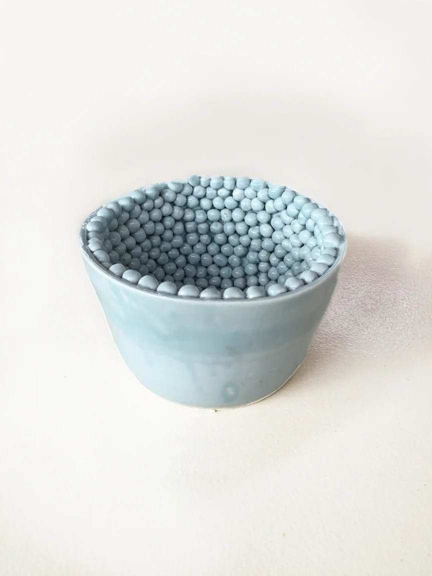 Large bowl with blue beads