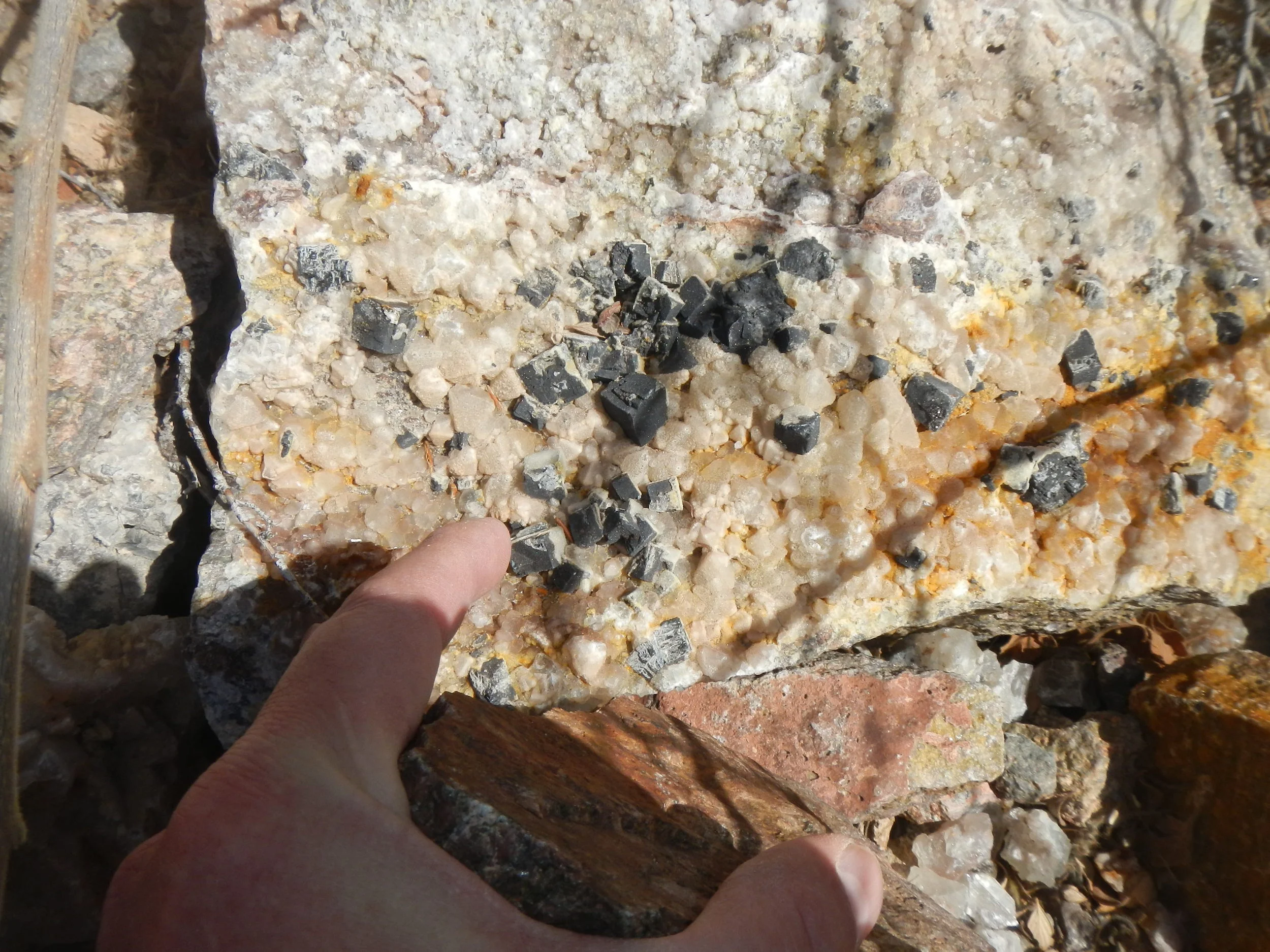 Small cubes of galena within sun bleached fluorite
