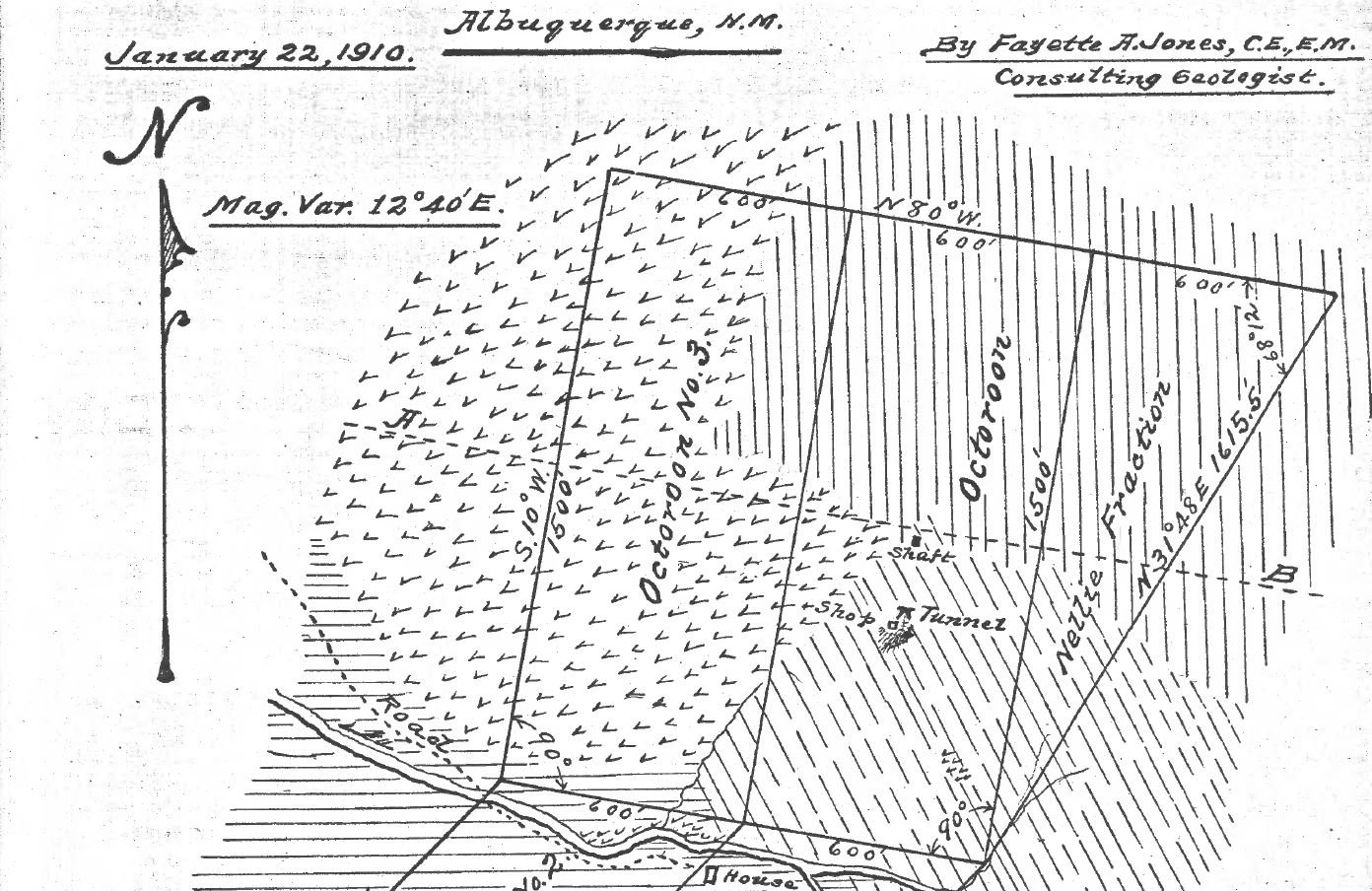 22 January 1910, Fayette Jones Survey of the Mine