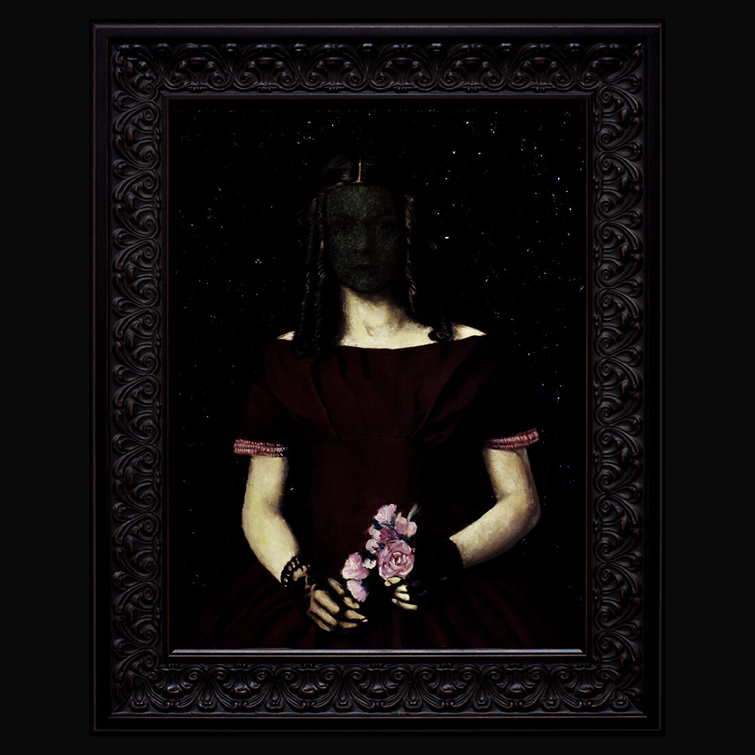 Veil #5 - I am a silhouette and the veil of the past keeps me still in the dark.