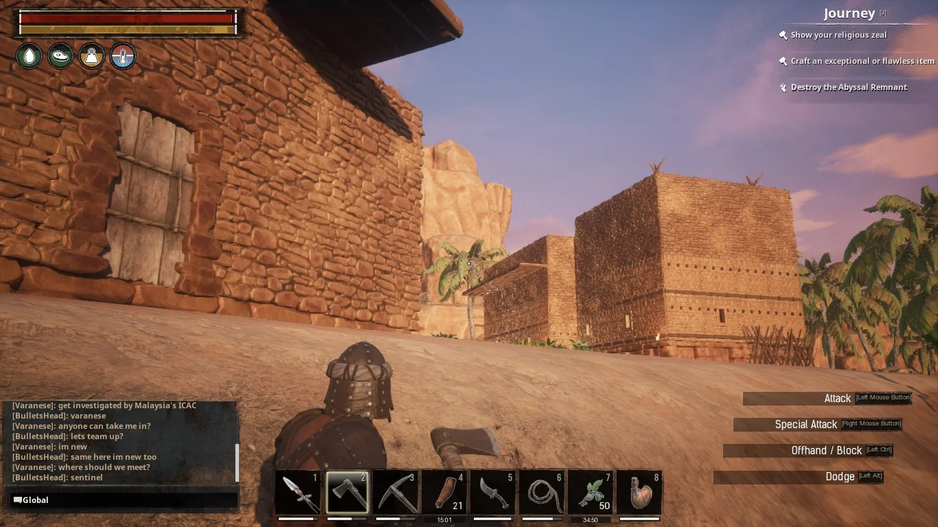 My base of operations on the right. The one on the left? A player that seemed hostile. 