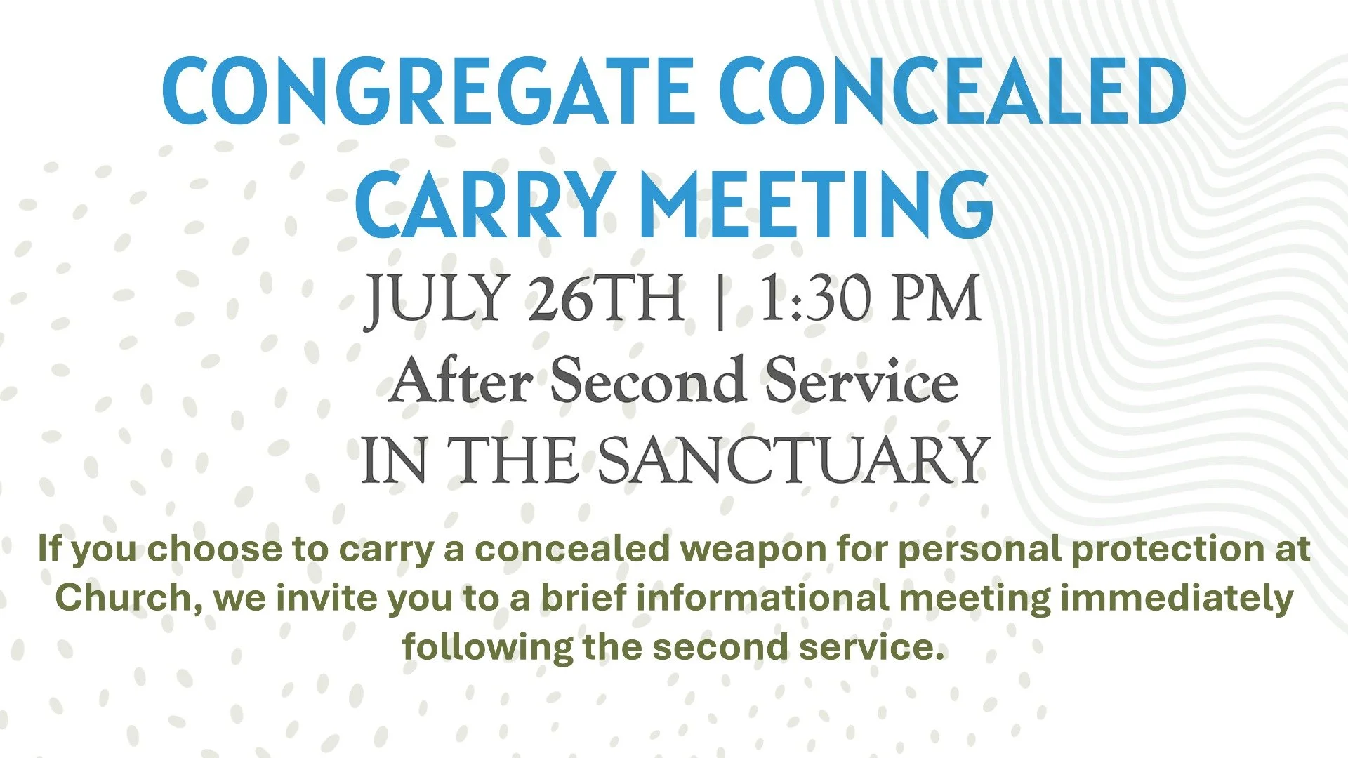 CONGREGATE CONCEALED CARRY MEETING