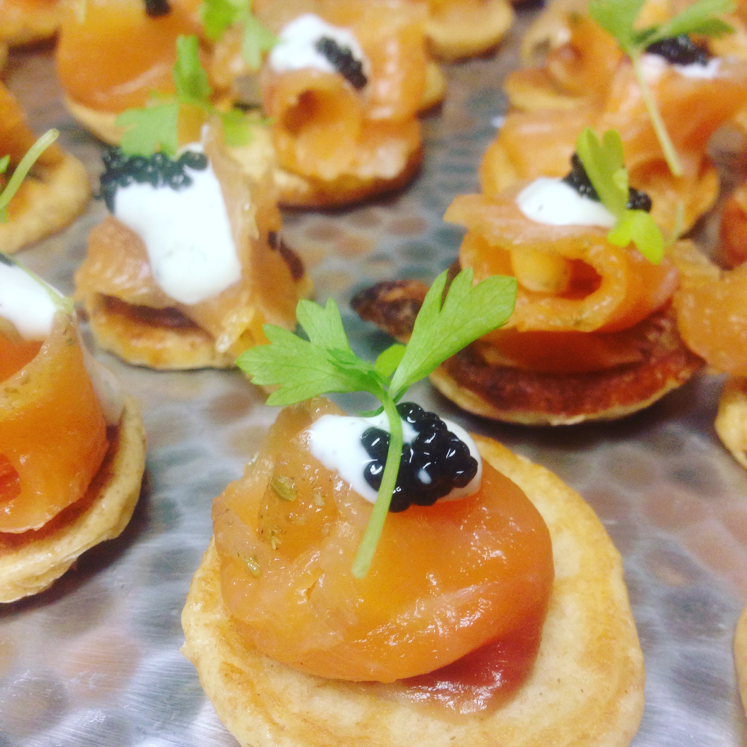 Gravlax & Caviar on Chick Pea Blinis