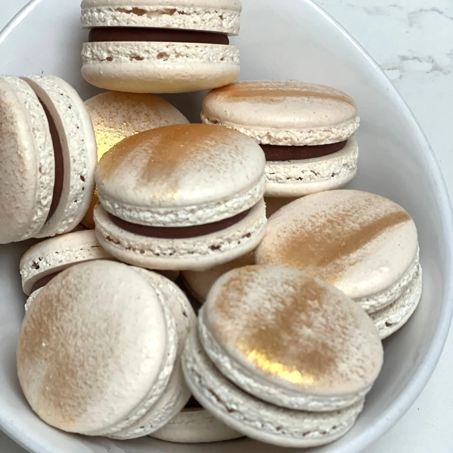 Gold Painted Chocolate Ganache Macarons