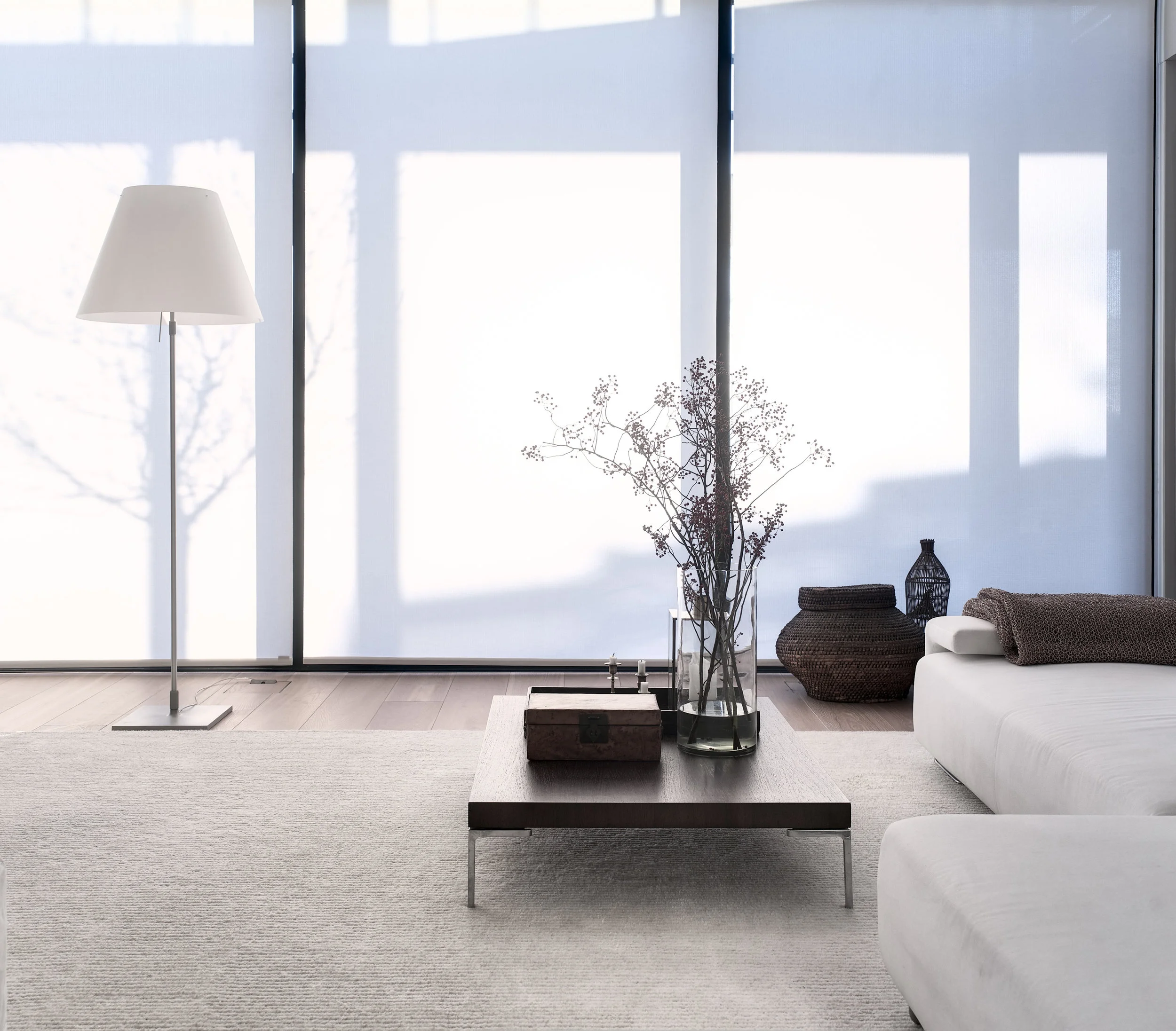 Roller blinds, 1630101 Path white tufted carpet