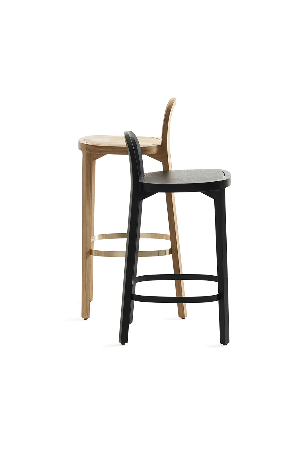 Siro + bar stools 4479 black 65 cm and 4480 oak 75 cm