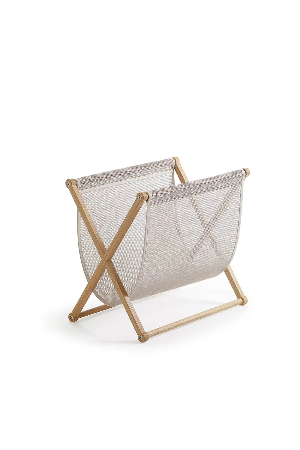 36901515O Magazine Rack oak frame stone fabric