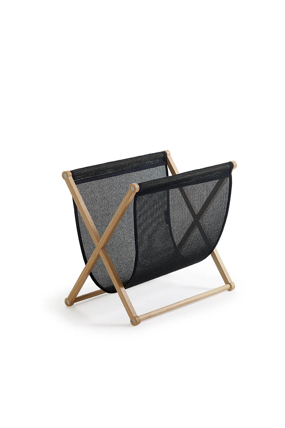 36900909O Magazine Rack oak frame black fabric