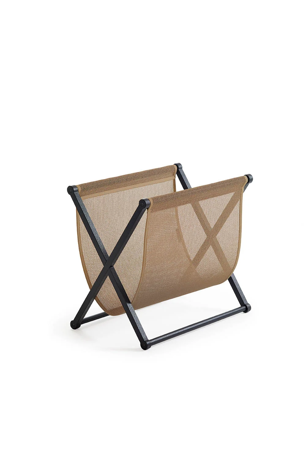 36900505B Magazine Rack black frame natural fabric