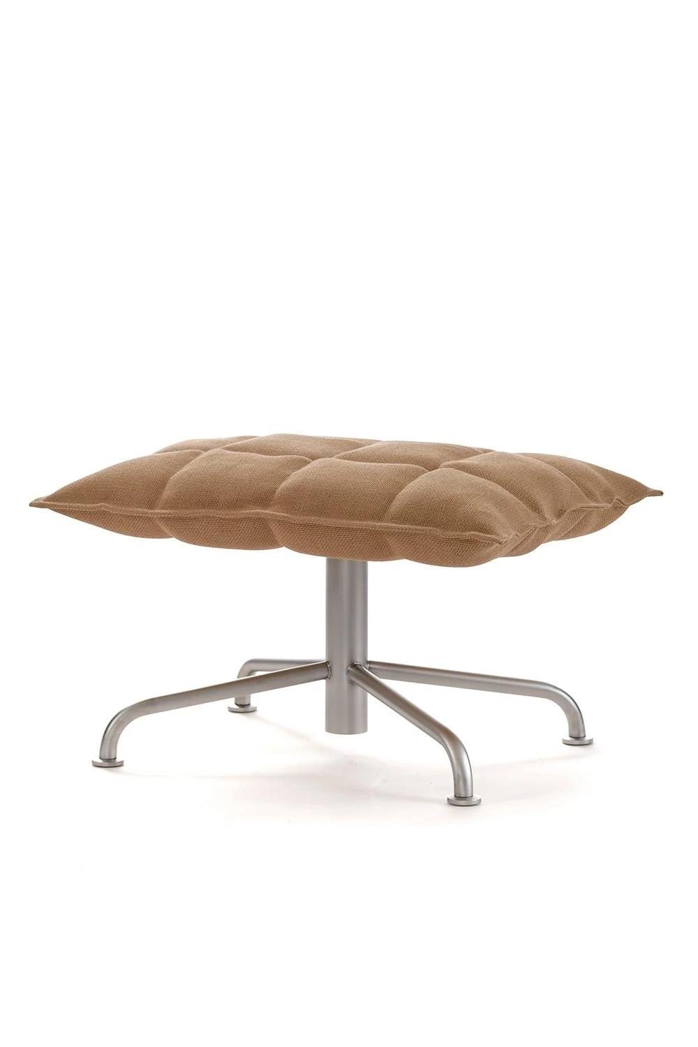 46037 Narrow k Ottoman with matt-chromed star base, Sand natural