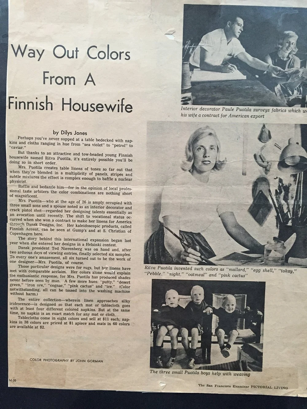 Way Out Colors_Ritva Puotila's scrapbook_article from the early 60s