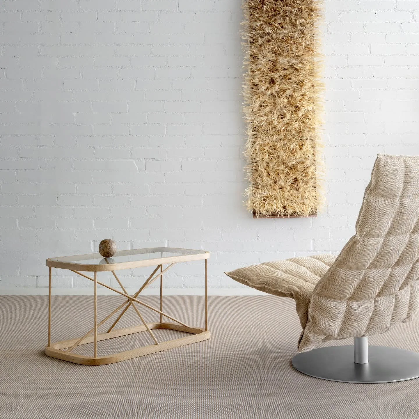 Twiggy table by Raffaella Mangiarotti &amp; Ilkka Suppanen and k chair by Harri Koskinen together with artwork by Ritva Puotila at the Woodnotes Helsinki Showroom 🌿
.
#harrikoskinen #raffaellamangiarotti #ilkkasuppanen #ritvapuotila #woodnotes