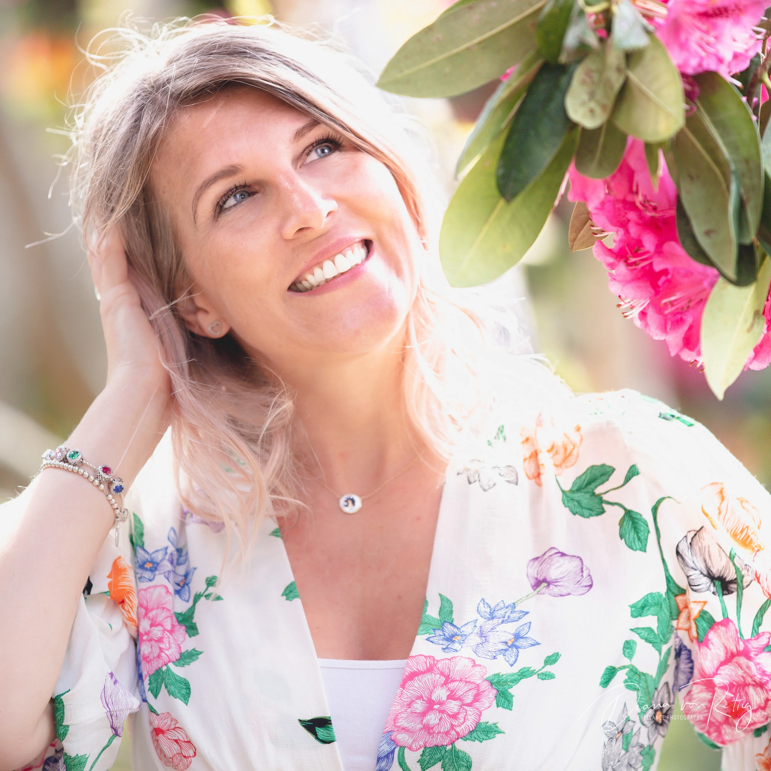 Portrait by the Rhododendrons