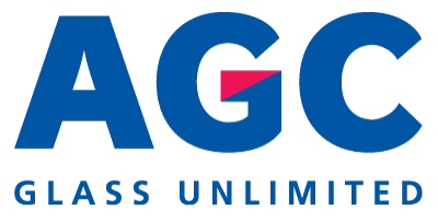 AGC logo with the tagline 'Glass Unlimited' beneath in blue.