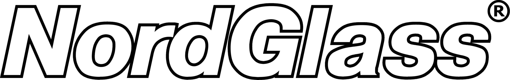 Bold white text on black background spelling "NordGlass"