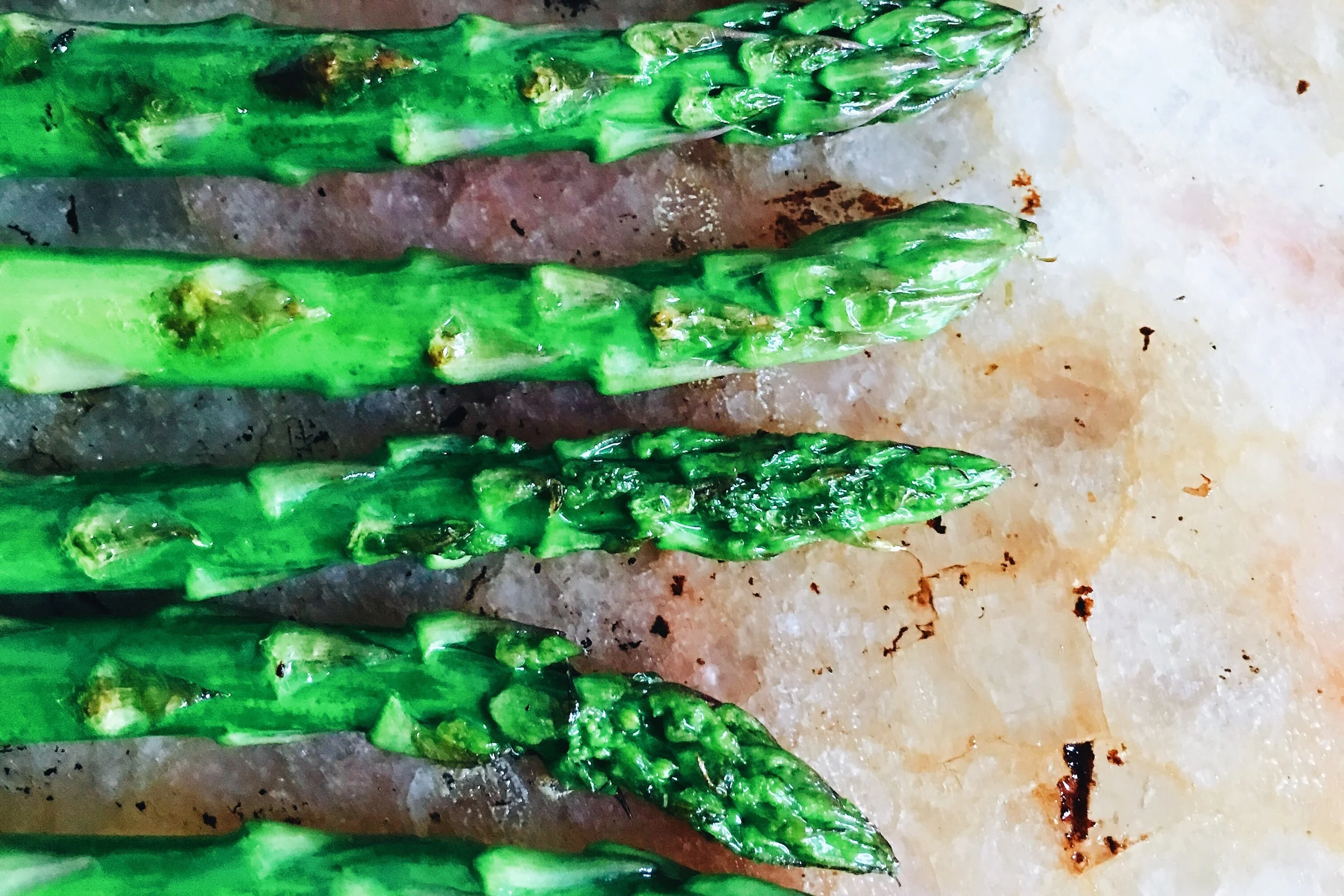 Asparagus on Himalyan salt block