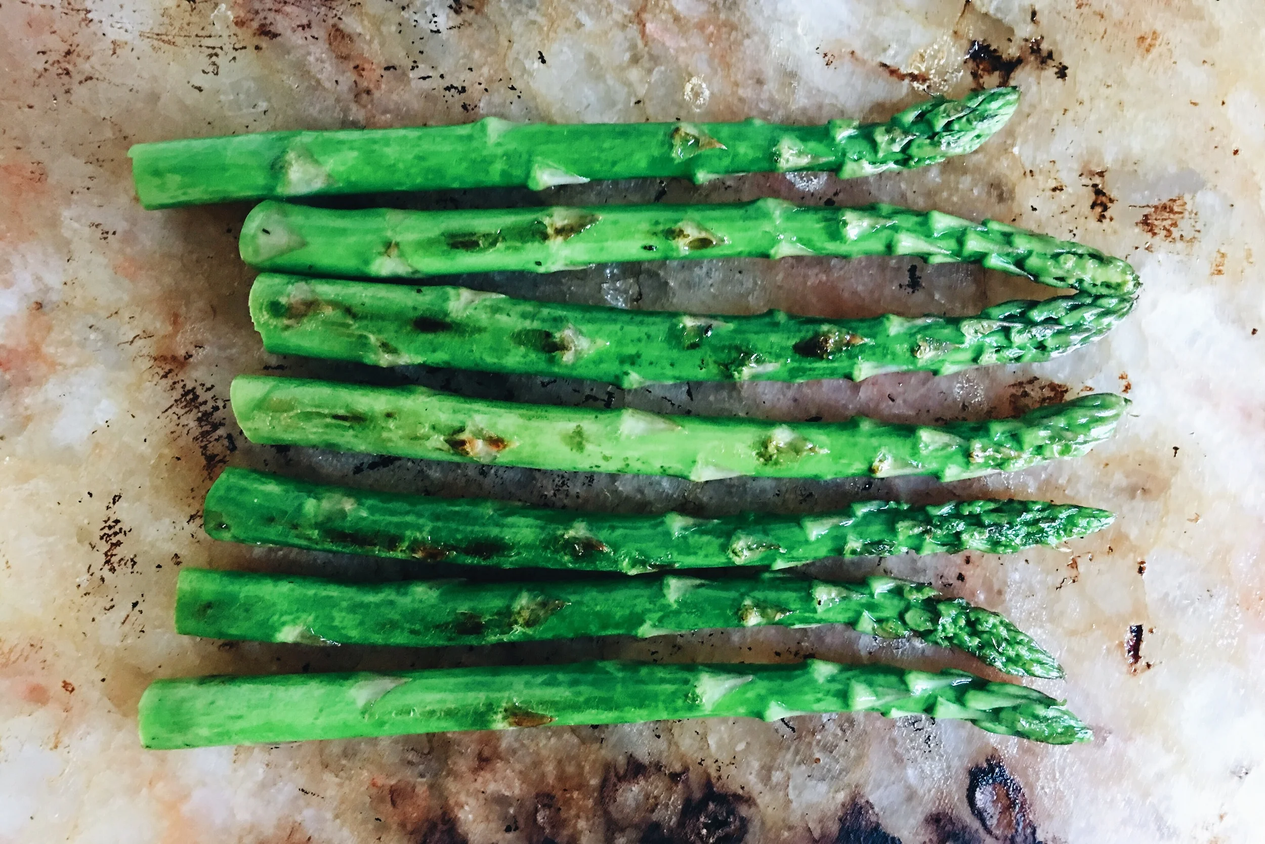 Asparagus on Himalyan salt block