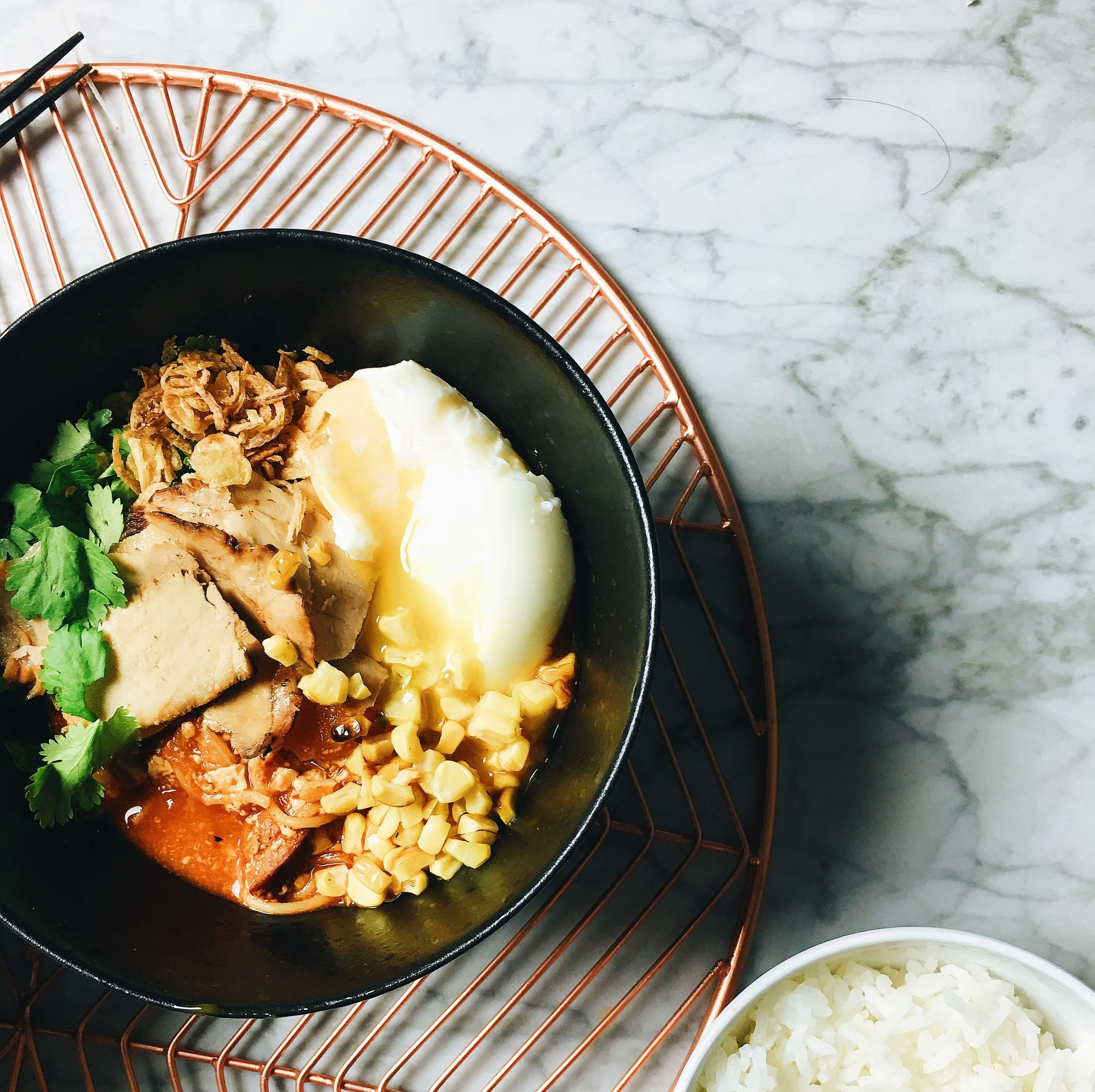 Mama Panda's Sweet & Spicy Tofu Soup with Grilled Pork