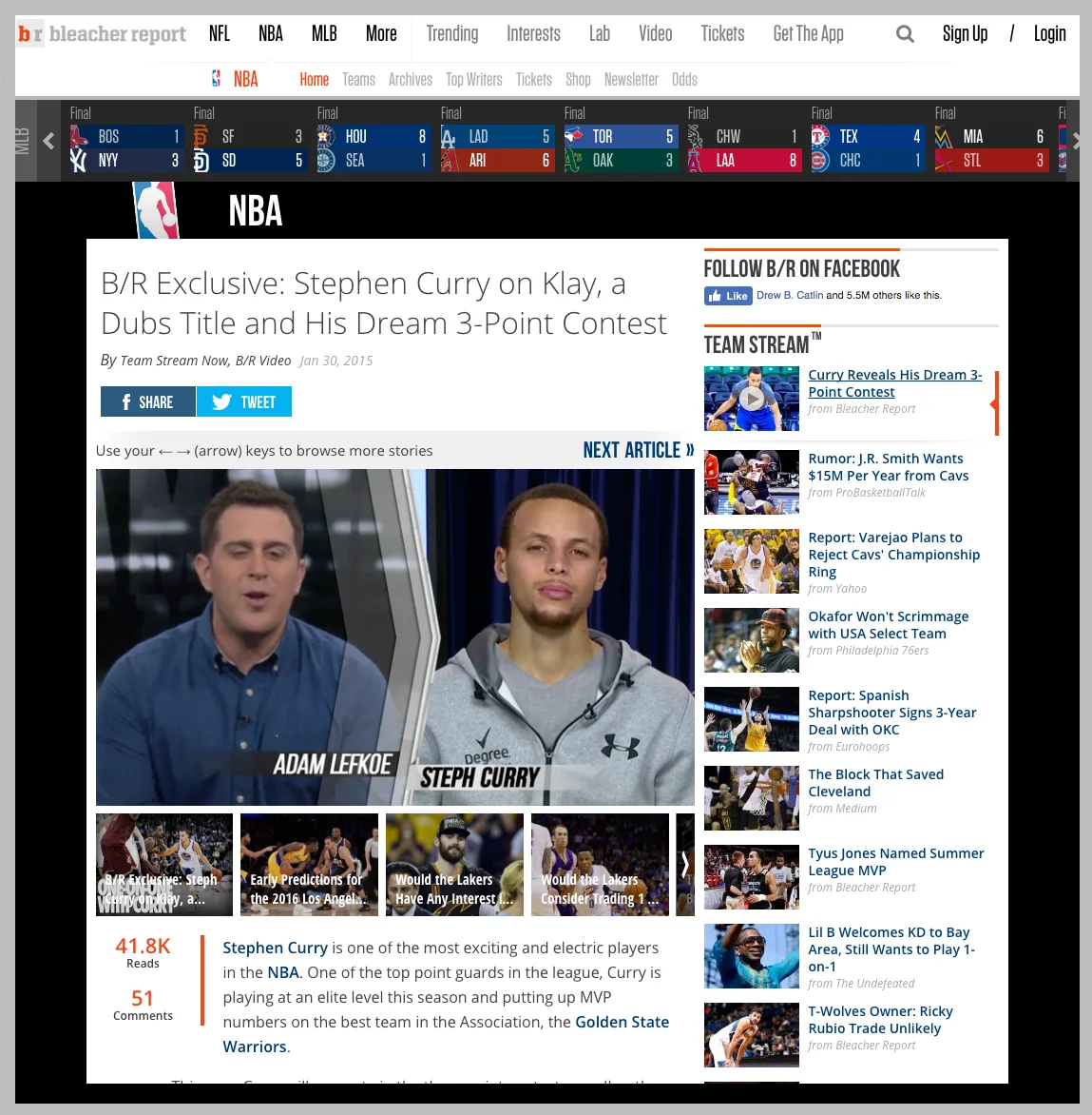 Watch Steph Curry on BleacherReport