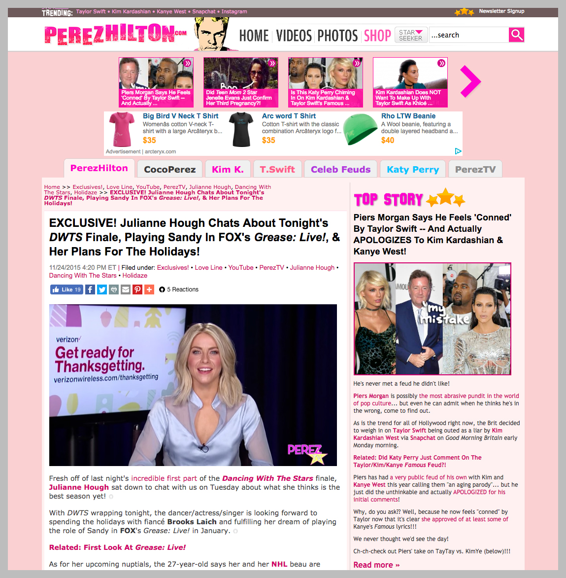 Watch Julianne Hough on Perez Hilton