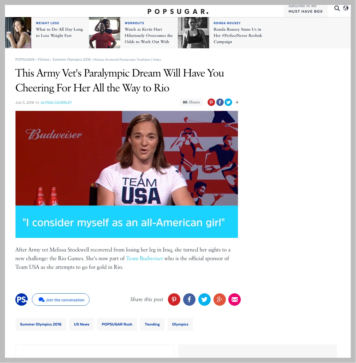 Watch Melissa Stockwell on PopSugar