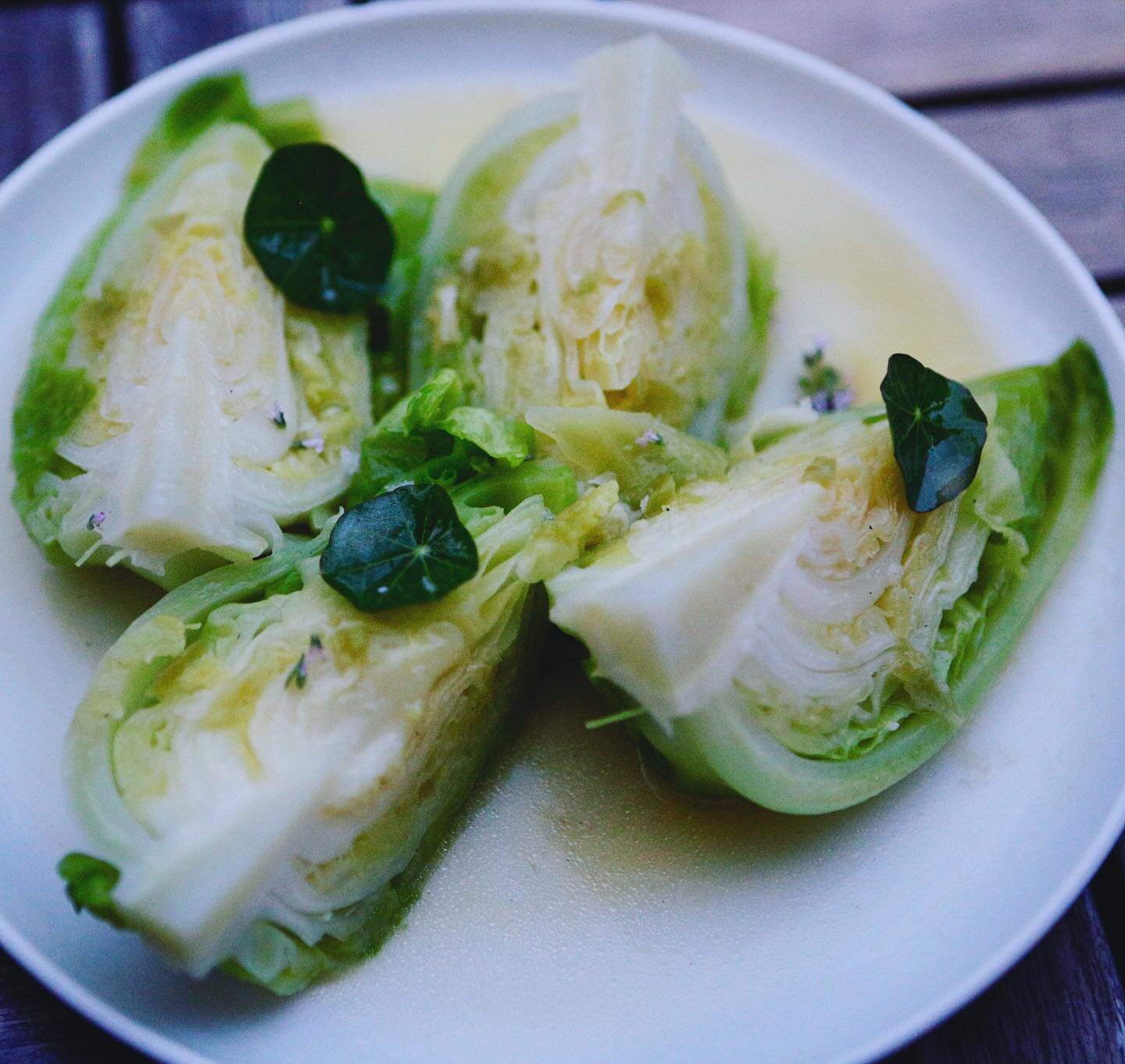 Dinner for one: Fresh cabbage, elderflower vinegar, butter.