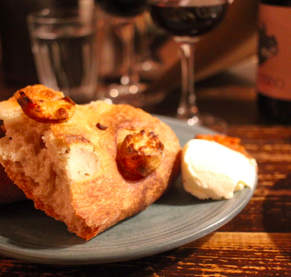 Potato bread with nduja and cultured butter.