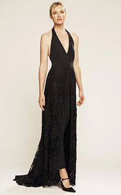 Black V-neck gown from the SJP X GILT bridal collection