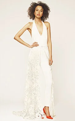 Maxi skirt over v-necked jumpsuit, SJP X GILT bridal collection