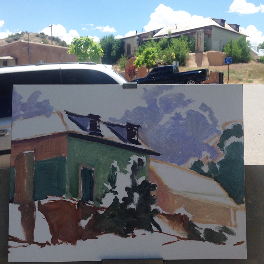 Shadow layout of Chimayo building