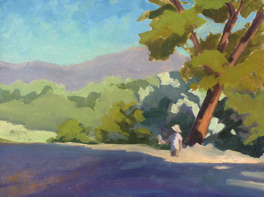 Study of plein air painter at Los Luceros. Oil. 9x12.