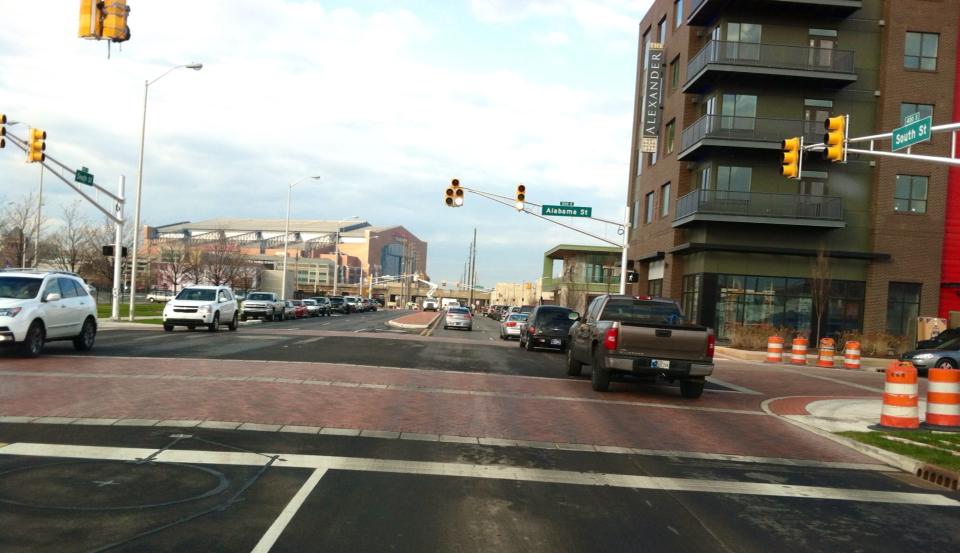 Raised intersections on South St. to increase pedestrian safety and calm traffic