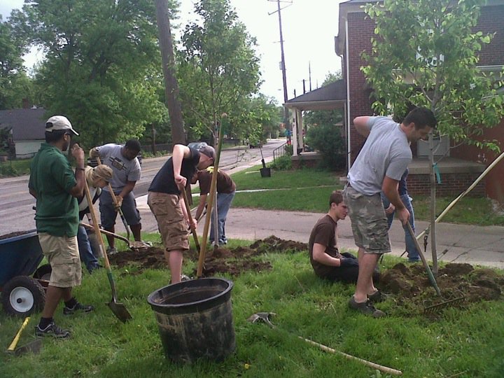 RebuildIndy staff planting trees