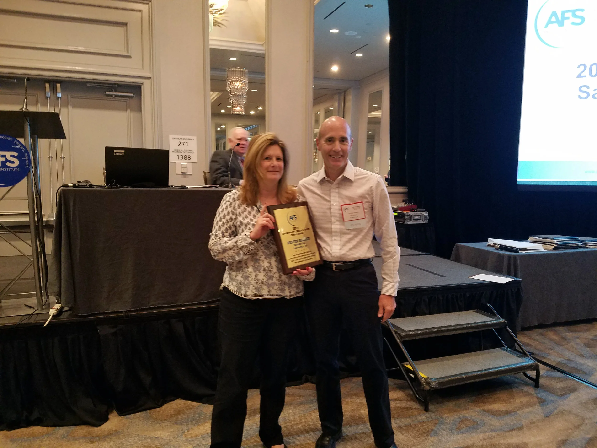 Kristen Belcredi receiving the AFS Service Award