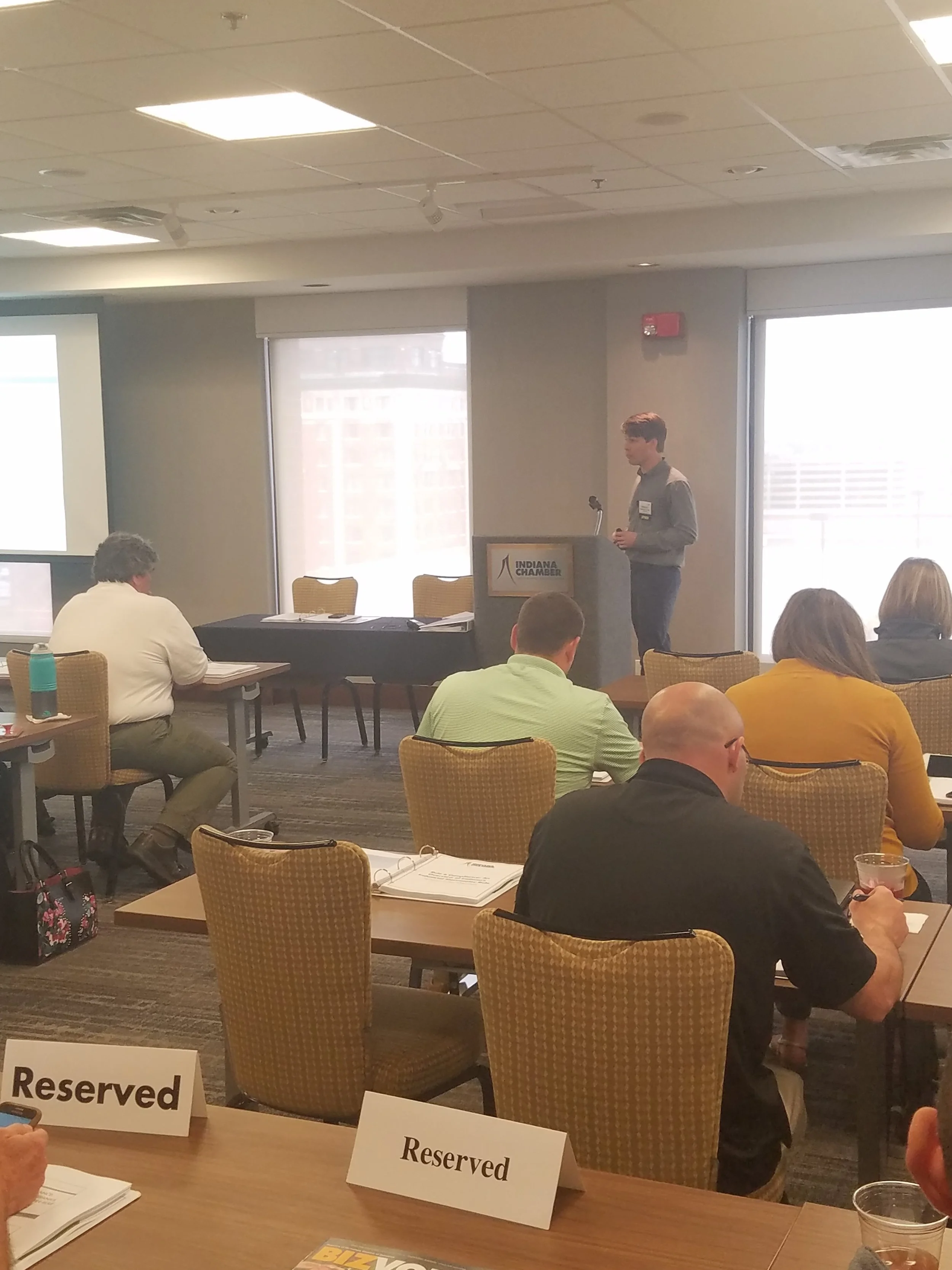 Nathaniel Cullen, Staff Scientist, presenting on "Rule 6 Compliance - Indiana's Industrial Stormwater Rule"