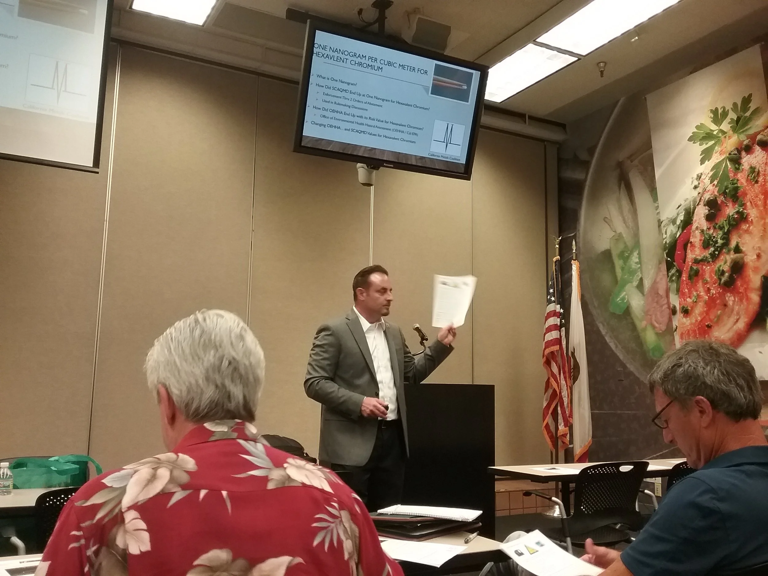 James Simonelli, CMC's Executive Director, spoke to around 50 members of the metals industry on hexavalent chromium using KERAMIDA's nanogram explanation.