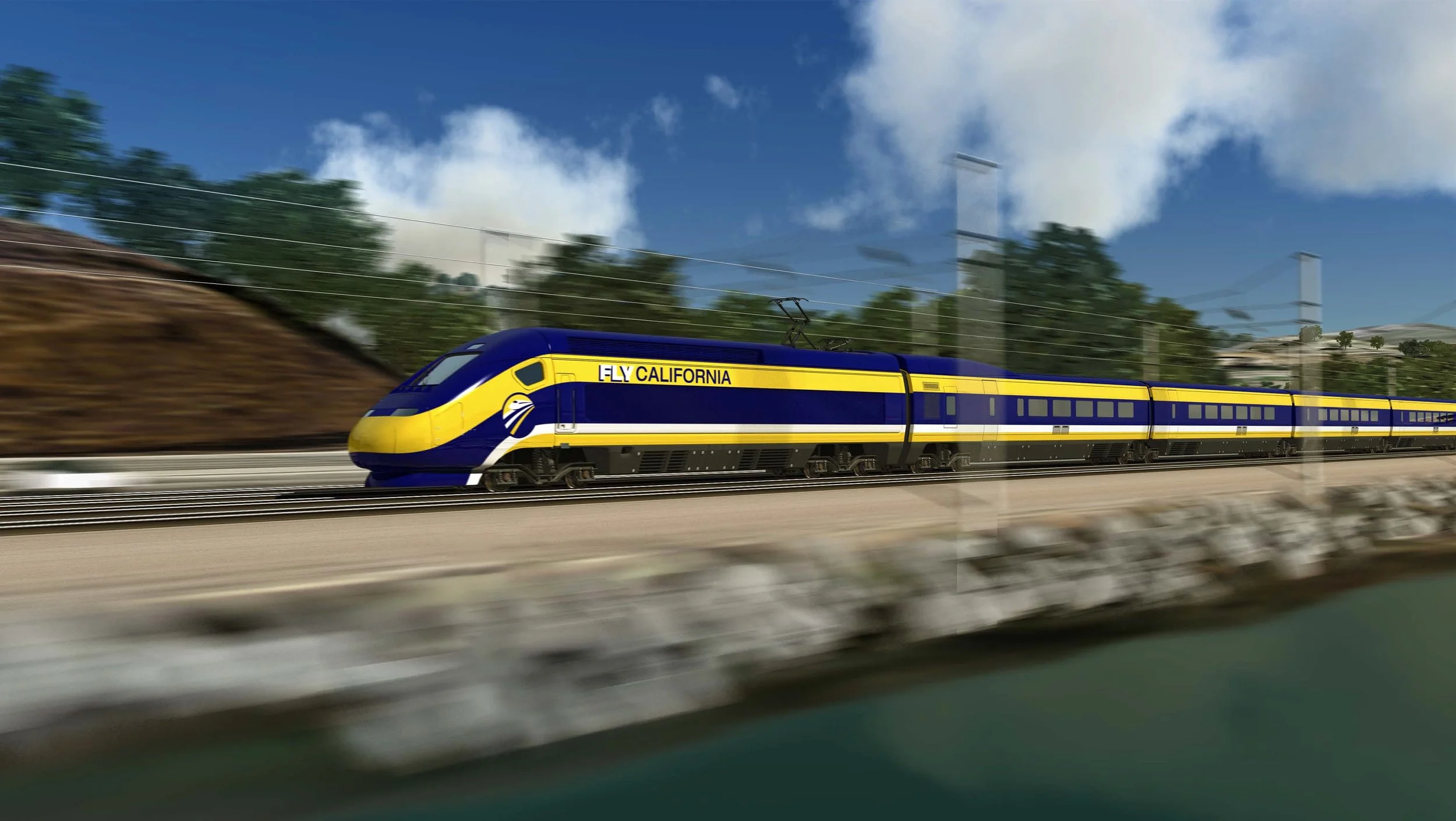 Computer-generated image of the proposed high-speed trains for use in California. ( Photo courtesy California High-Speed Rail Authority )