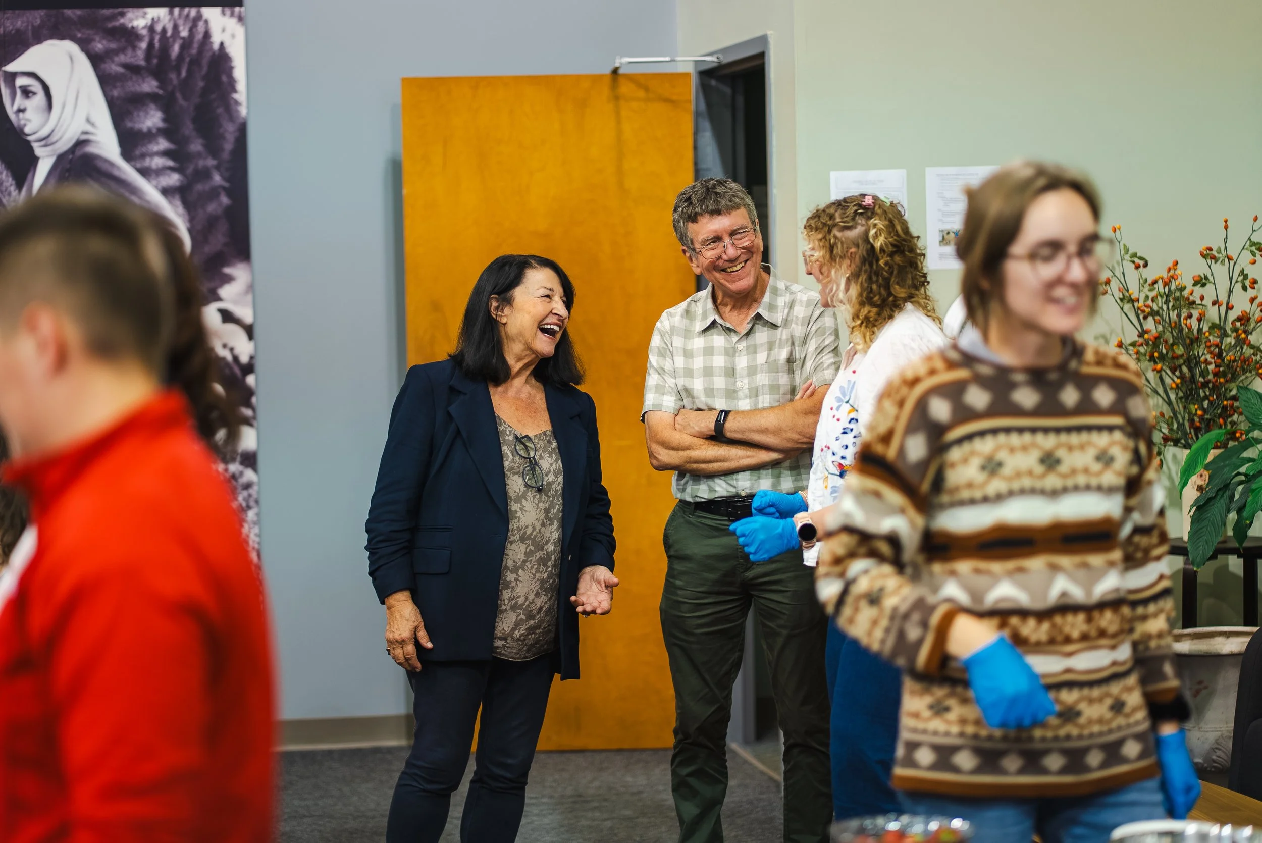  No shortage of laughs between rounds. (Left to Right: Vicky Keramida, Ph.D., CEO &amp; Chief Technical Officer, and Kurt Gilliam, MSES, Senior Project Manager, EHS Compliance Services, laughing about the challenges with Genny Willman, PE, AAAE CM, S