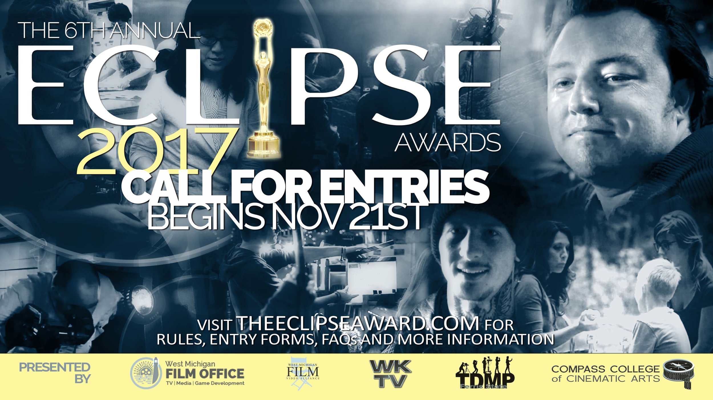 Wyoming/Kentwood Television Studios is donating a free entry into the 2017 Eclipse Awards for the winning Challenge film. The Eclipse Award is given for story telling and production excellence and seeks to elevate content creators throughout West Michigan. Entries for 2017 are open. Submit your Michigan-made film now. 
