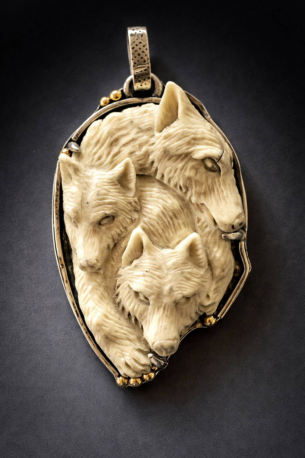 Wolf Spirit Guide Carved Pendant