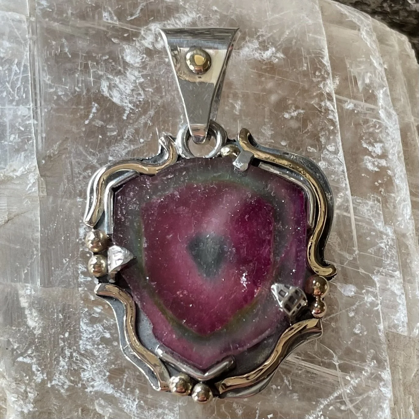 Watermelon tourmaline pendant is ready to wear!