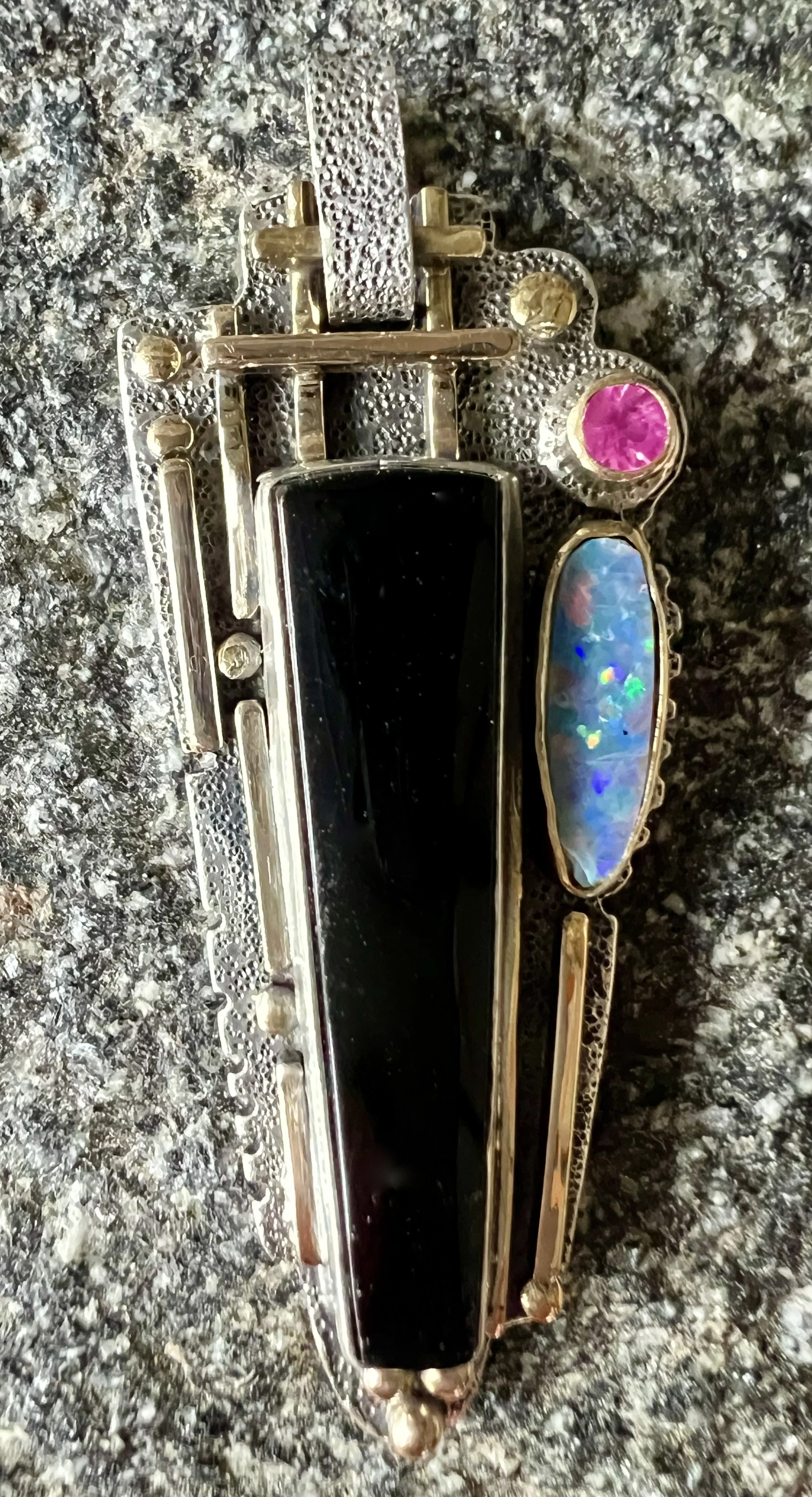 Onyx and opal pendant