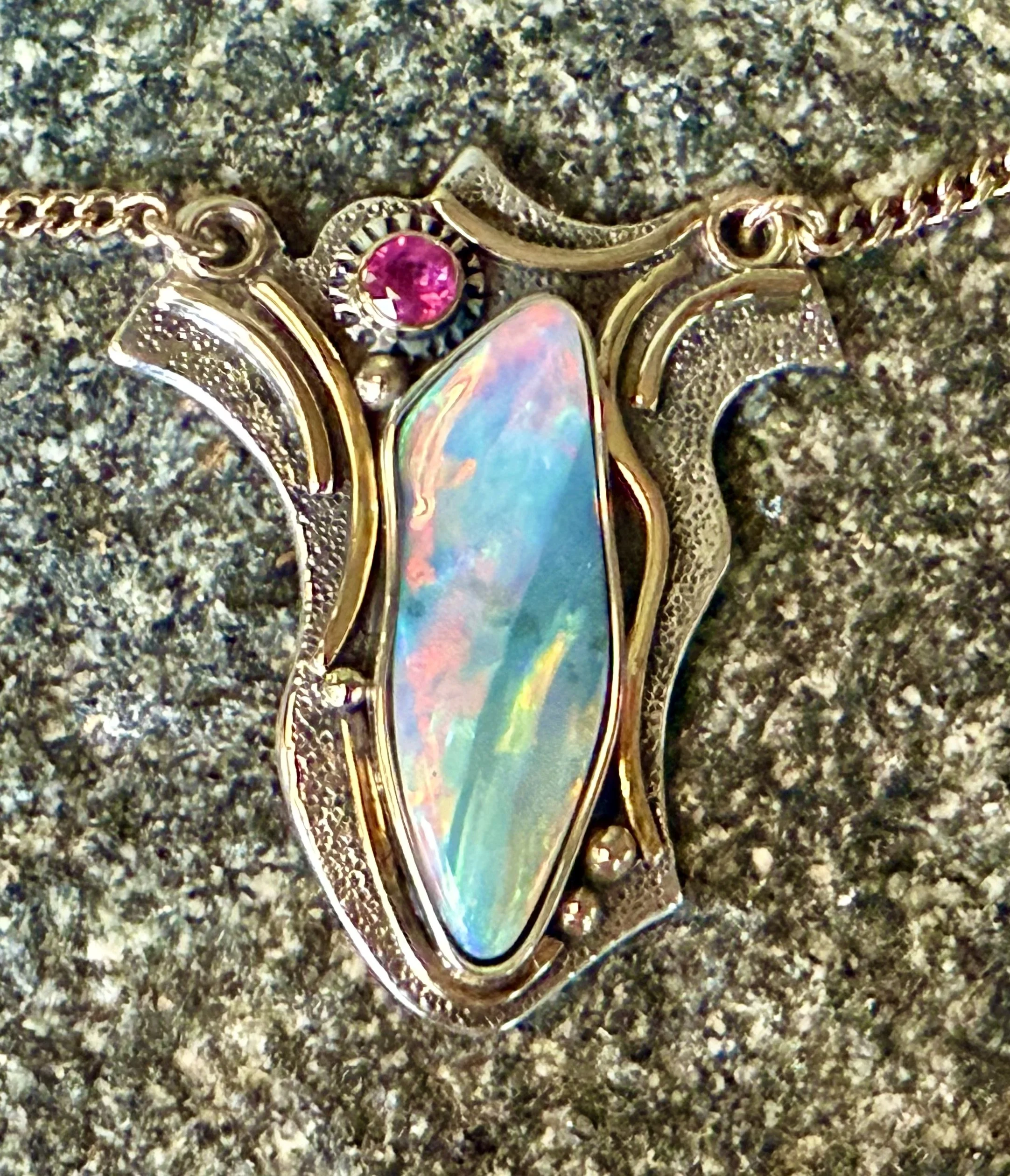 Crystal Opal Mixed Metal Pendant