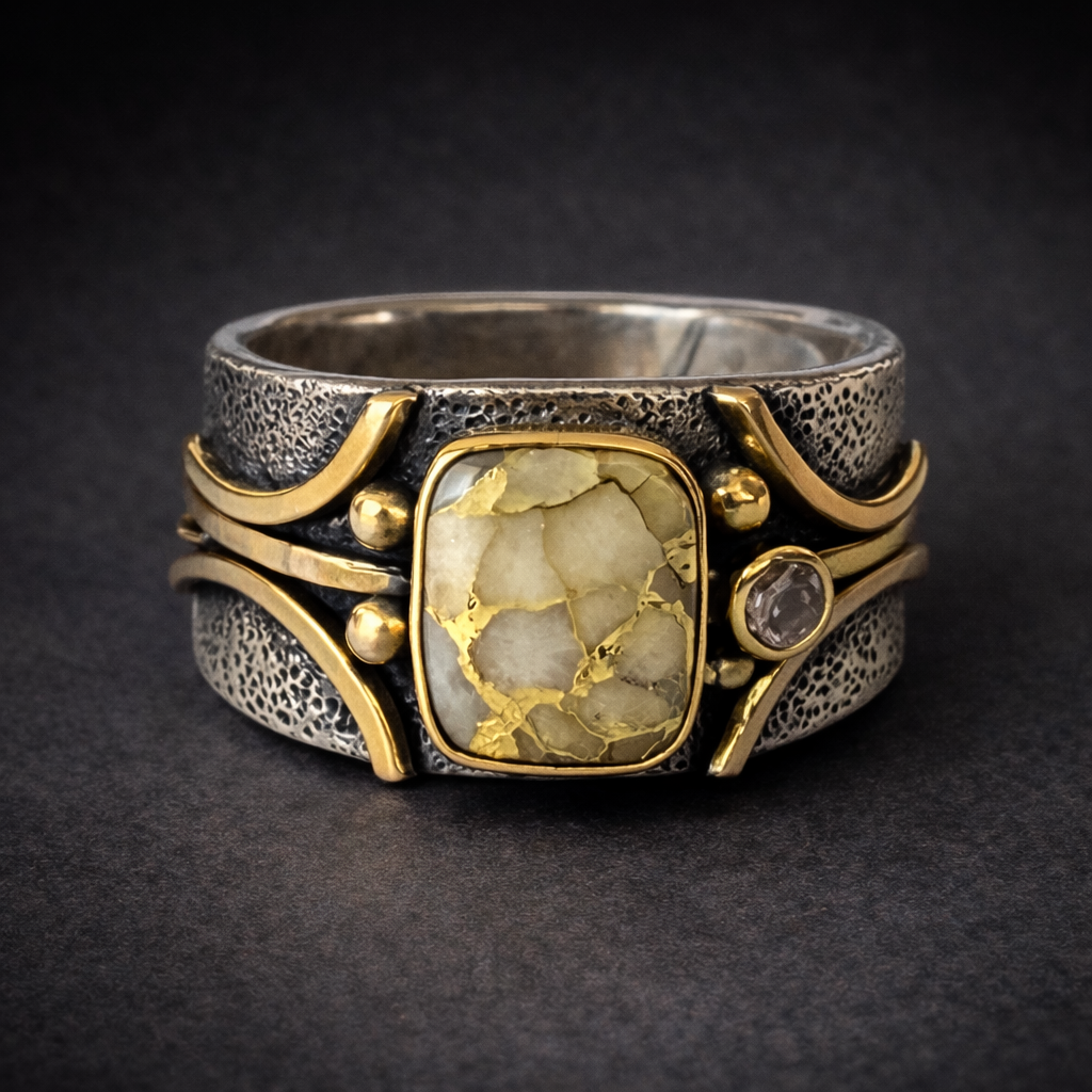 Bracket Ring -white gold in quartz